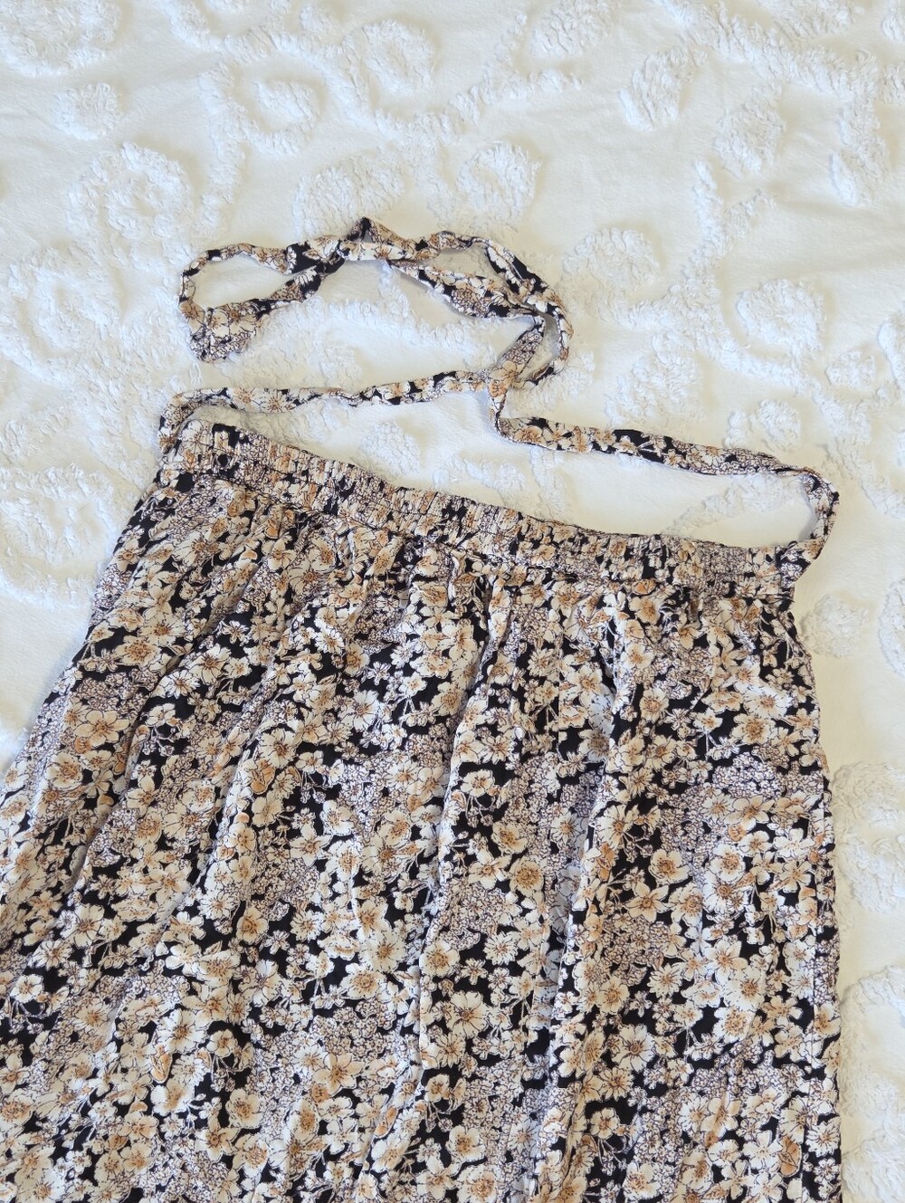 Patrons of Peace Black+White Floral Maxi Skirt Tie Back Front Slit Sz S NWOT - Picture 7 of 11
